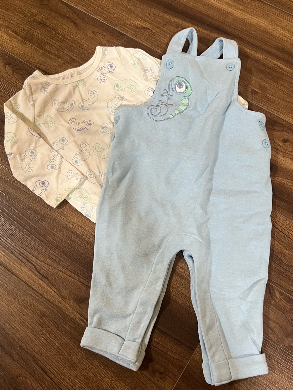 Disney Baby Tangled Pascal Blue Overalls Set